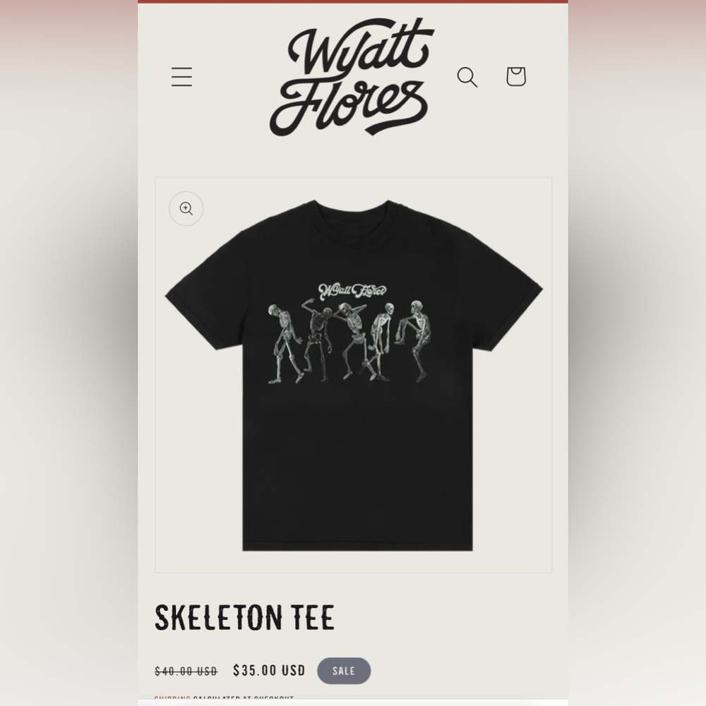 Wyatt Flores Black Skeleton T-Shirt - Picture 4 of 4